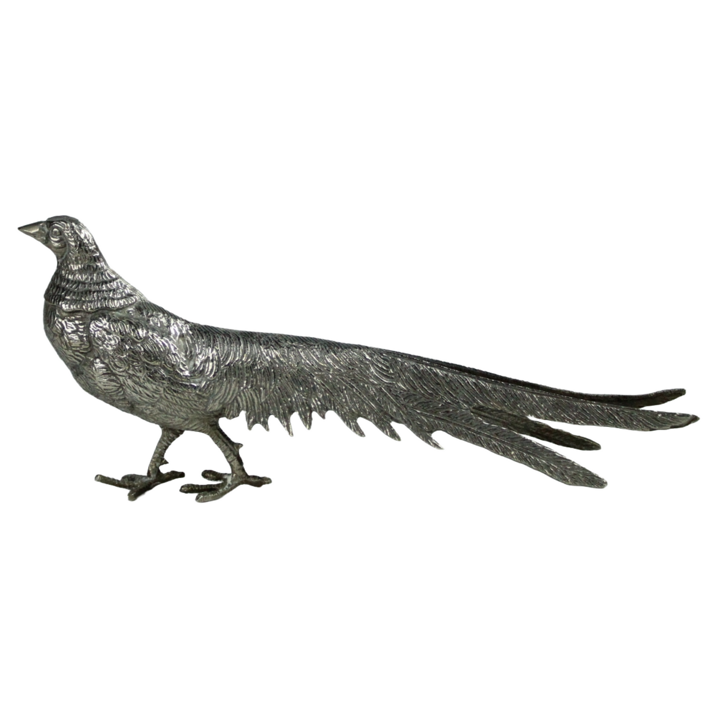 Pair of Mid-Century Metal Pheasant Sculptures – Hollywood Regency Style (c. 1950–1975)