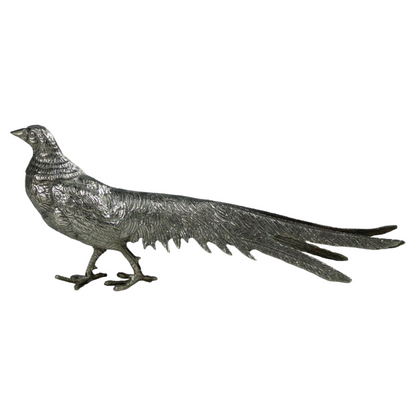Pair of Mid-Century Metal Pheasant Sculptures – Hollywood Regency Style (c. 1950–1975)
