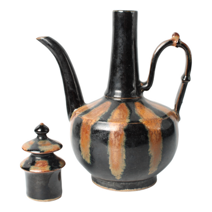 Mid-century keramisch theeservies met druipglazuur (ca. 1950–1970)