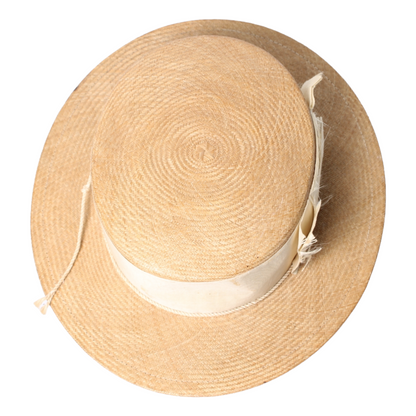 Antique French Canotier (Boater) Straw Hat – Belle Époque (ca. 1900–1920)