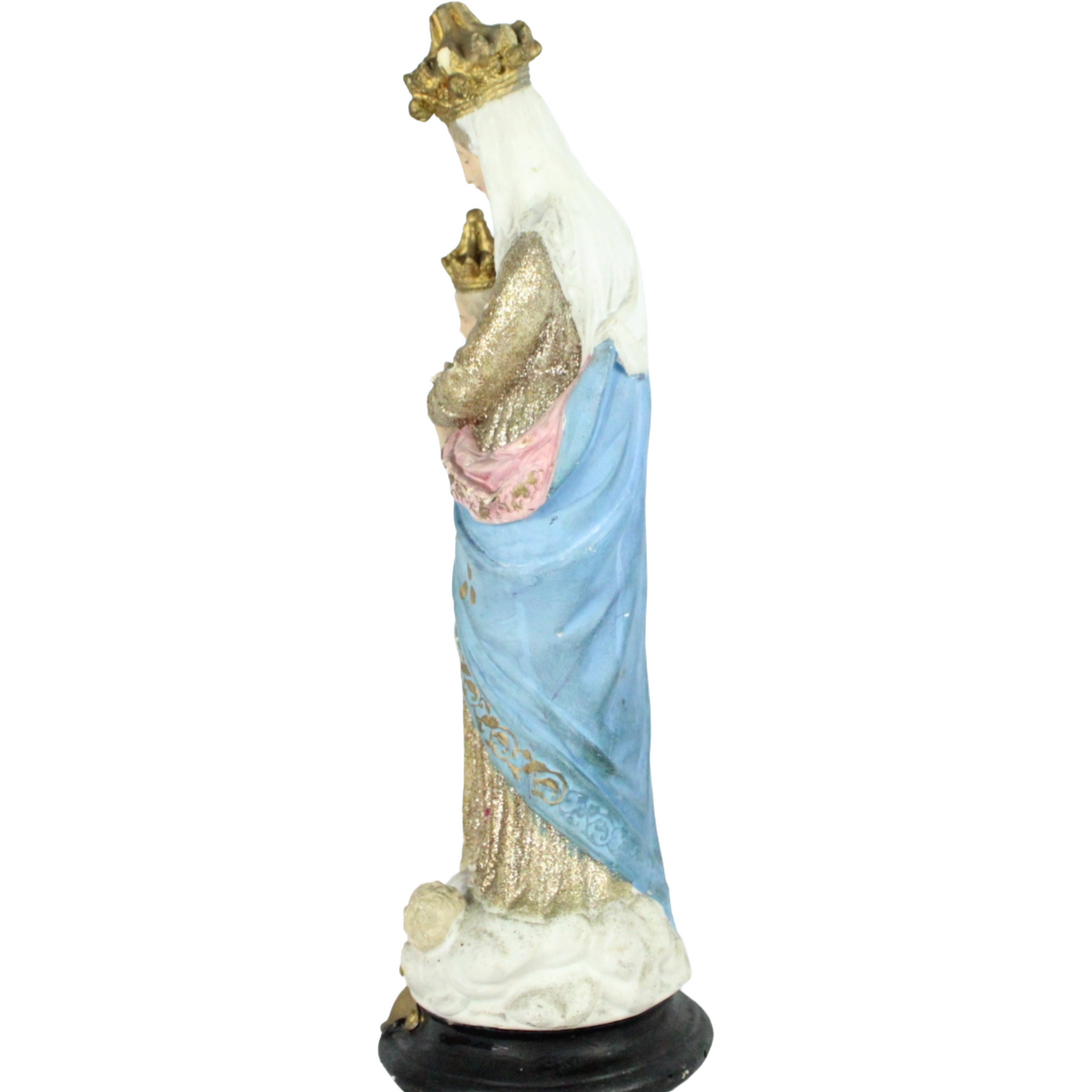 Mid-20th Century “Regina del Rosario” Statue – Polychrome Devotional Figure (c. 1940–1965)