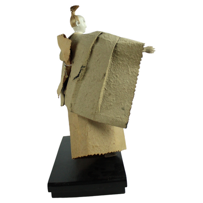 Vintage Japanese Samurai Doll (Ningyō) on Wooden Base (ca. 1900–1950)