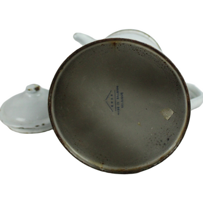 Vintage Enamel Water Jug with Lid – Rustic Farmhouse Style (ca. 1920–1960)