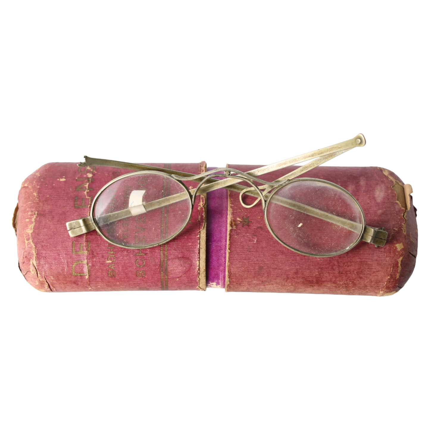 Antique Oval Eyeglasses with Original Case – De Lens, Scheveningen (ca. 1880–1910)