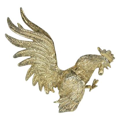 Pair of Mid-Century Brass Rooster Sculptures – Standing & Flying Models (c. 1960–1980)