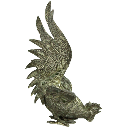 Pair of Mid-Century Cast Metal Roosters – Hollywood Regency Style (c. 1950–1975)