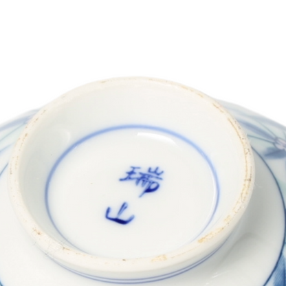 Set van 2 Japanse porseleinen Tayo-kommen – Asanoha-patroon (ca. 1950–1970)
