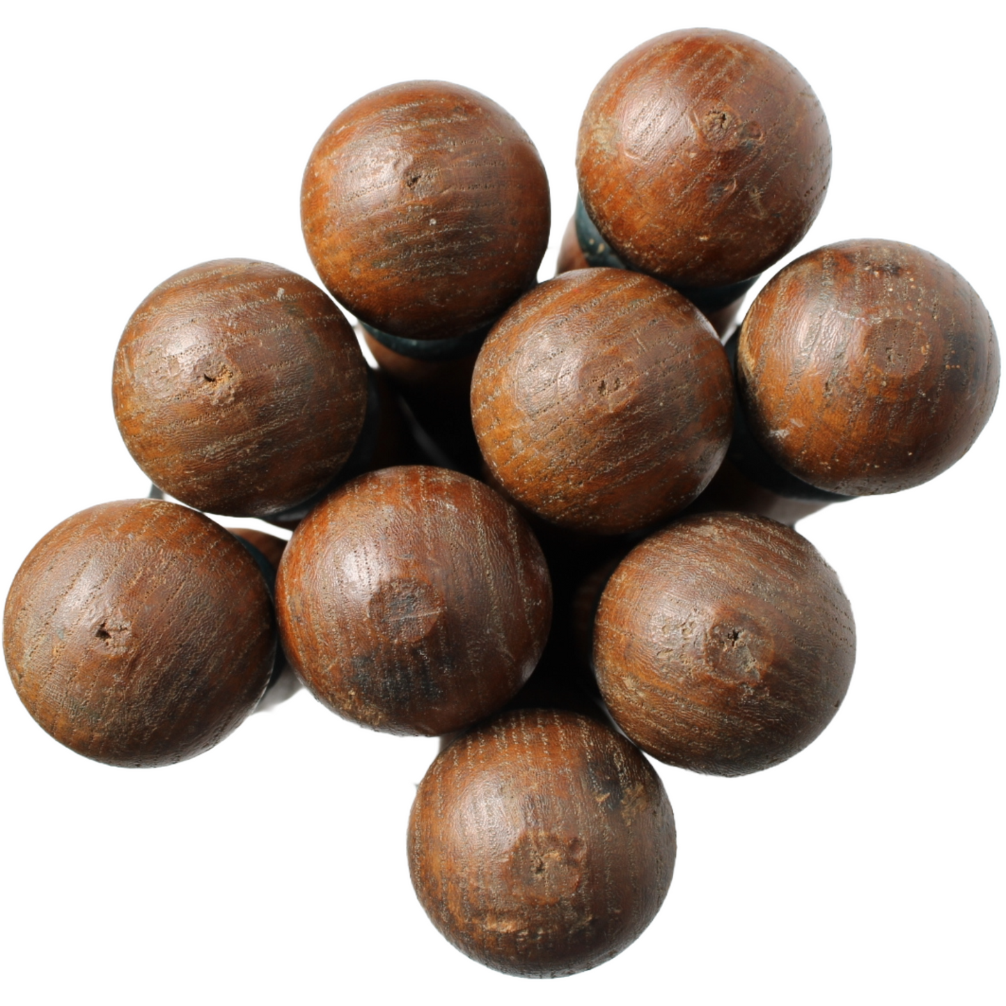 Antique Wooden Skittles (Bowling Pins) – Set of 9, ca. 1880–1920