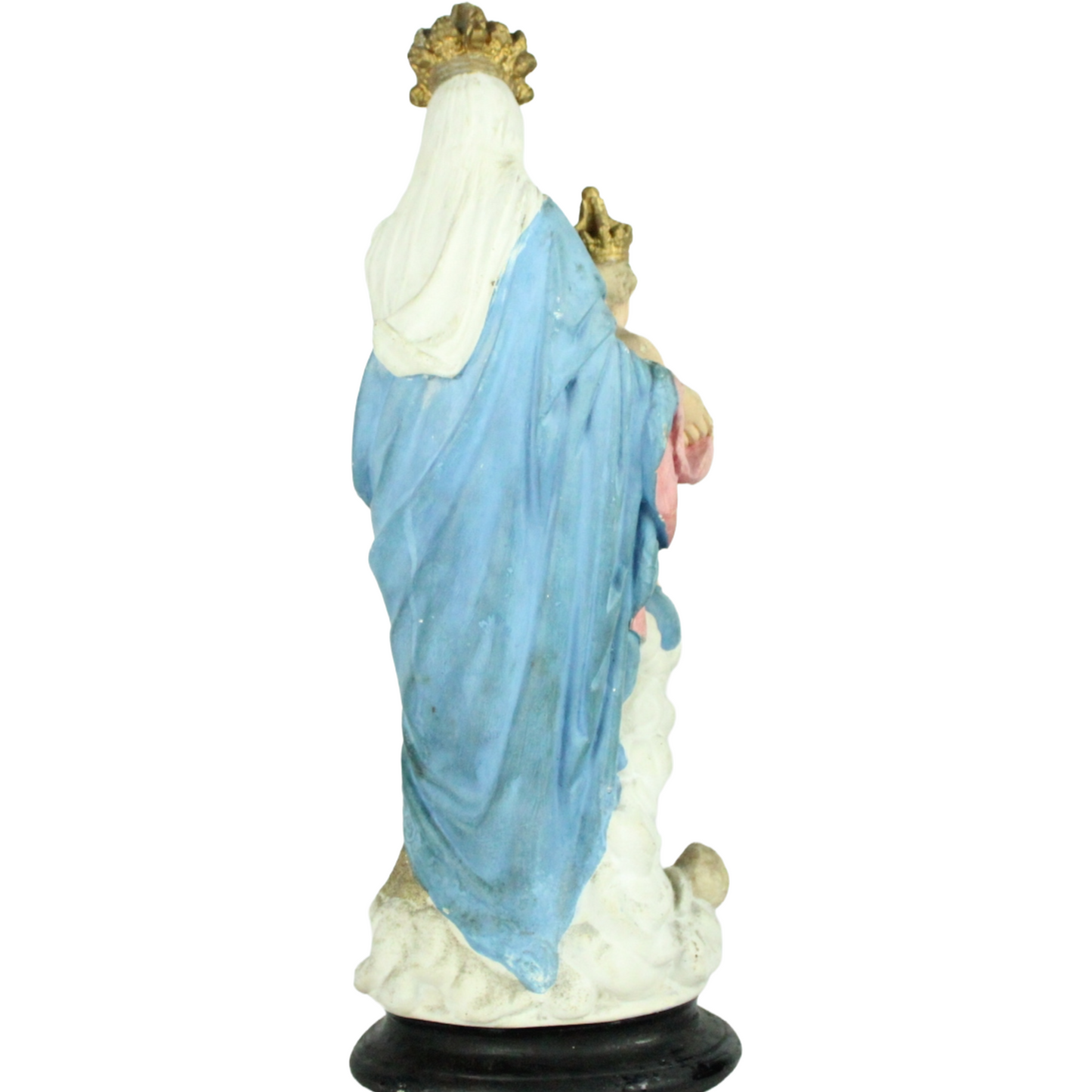 Mid-20th Century “Regina del Rosario” Statue – Polychrome Devotional Figure (c. 1940–1965)