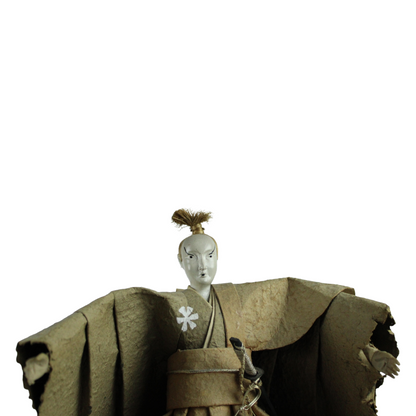 Vintage Japanese Samurai Doll (Ningyō) on Wooden Base (ca. 1900–1950)