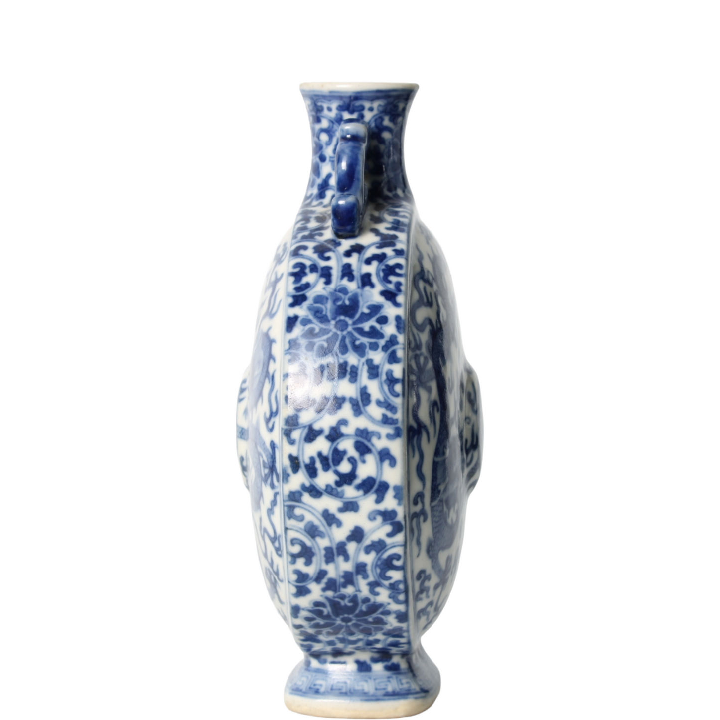 20th Century Chinese Porcelain Moon Vase (Bianhu) with Dragon Motif