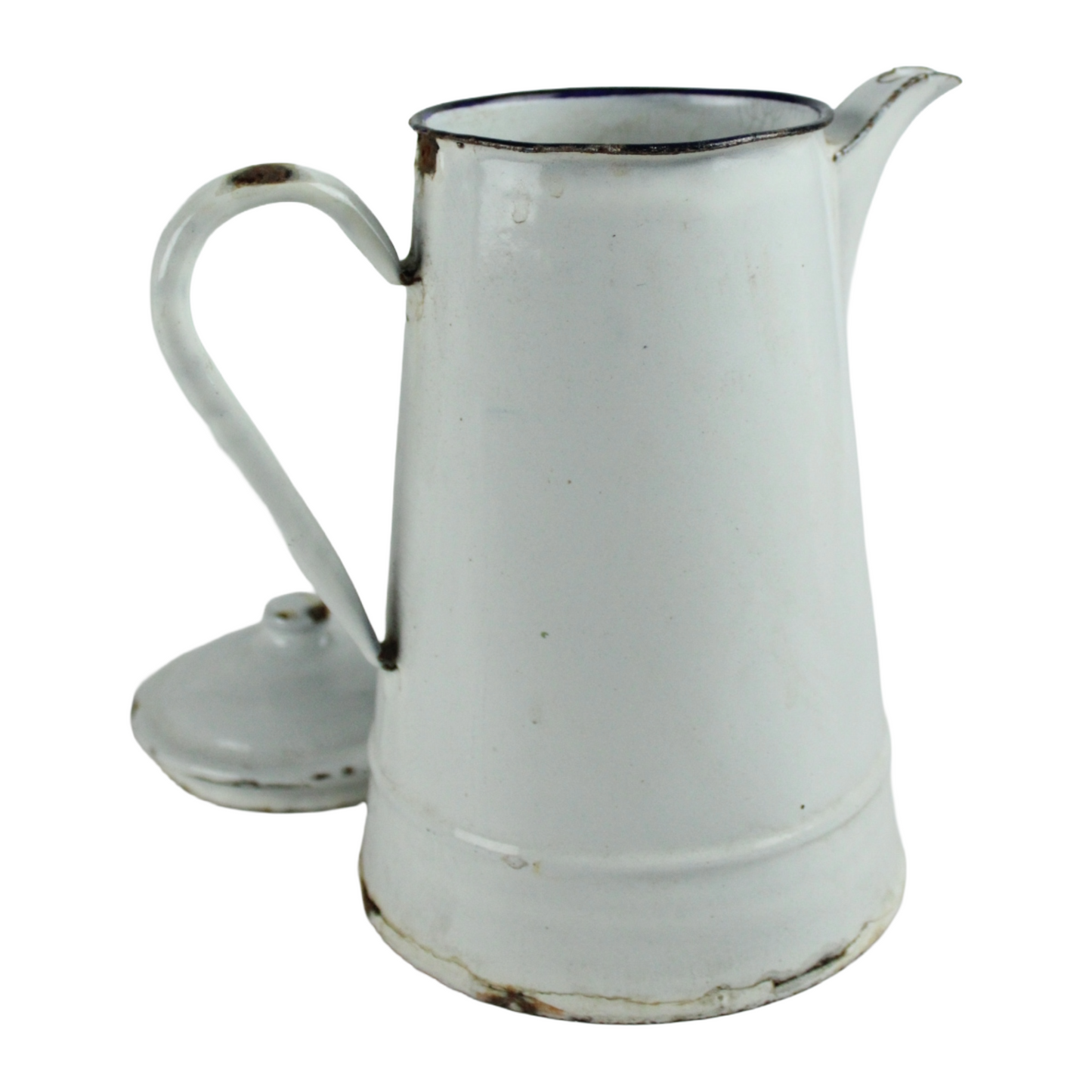 Vintage Enamel Water Jug with Lid – Rustic Farmhouse Style (ca. 1920–1960)