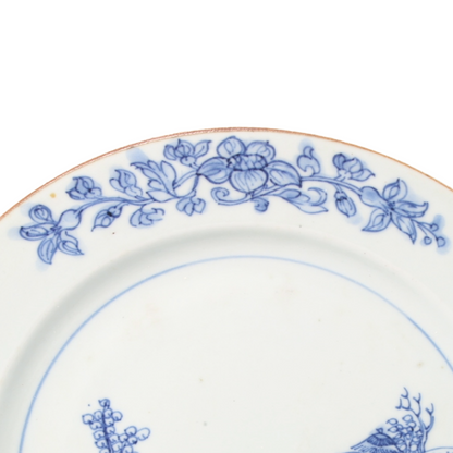 Oval Blue and White Porcelain Plate with Landscape Decoration – 19th Century