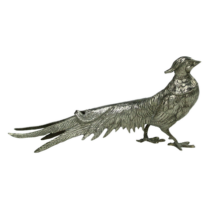 Pair of Mid-Century Metal Pheasant Sculptures – Hollywood Regency Style (c. 1950–1975)