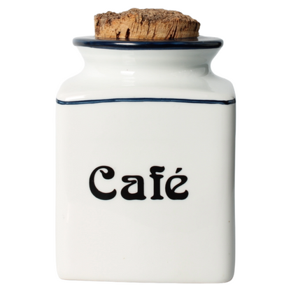 Set van twee vintage keramische voorraadpotten – Café & Farine (ca. 1940–1960)