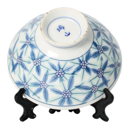 Set van 2 Japanse porseleinen Tayo-kommen – Asanoha-patroon (ca. 1950–1970)