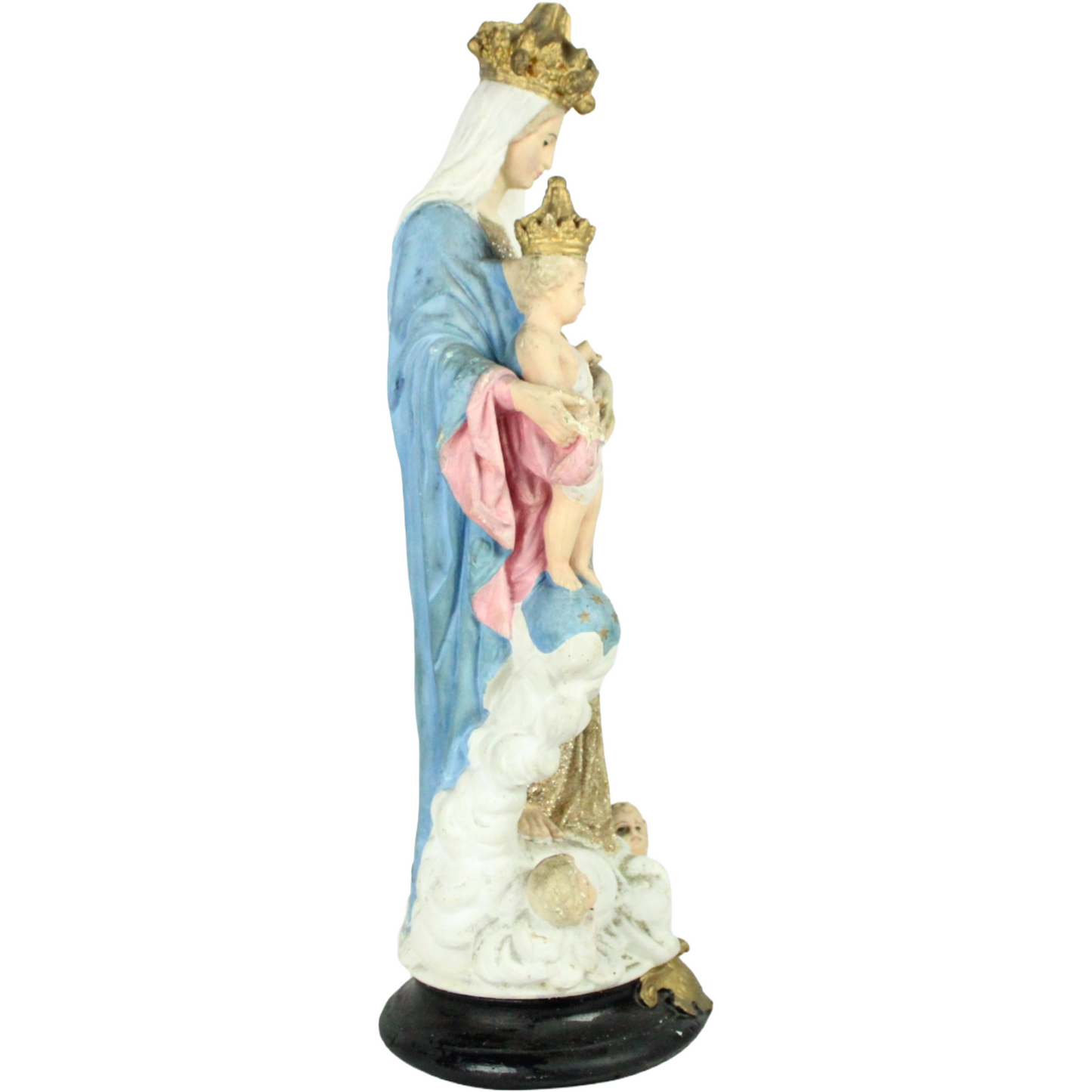 Mid-20th Century “Regina del Rosario” Statue – Polychrome Devotional Figure (c. 1940–1965)