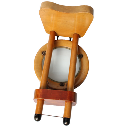 Antique Folding Reading Magnifier on Wooden Stand, ca. 1880–1920