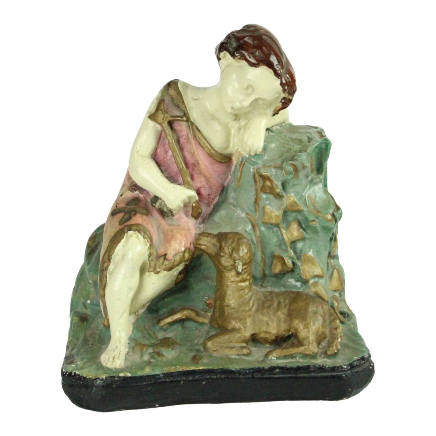 Pair of Vintage Nativity Shepherd Figures – Polychrome Religious Statues (c. 1920–1950)