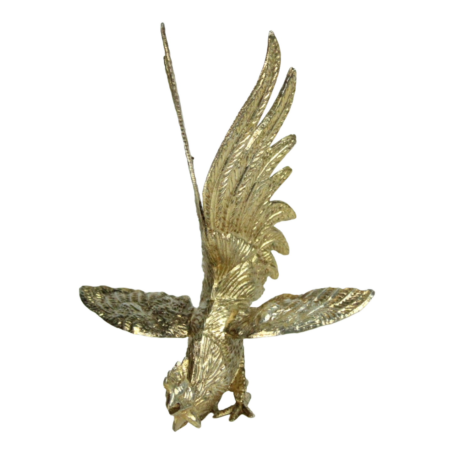 Pair of Mid-Century Brass Rooster Sculptures – Standing & Flying Models (c. 1960–1980)