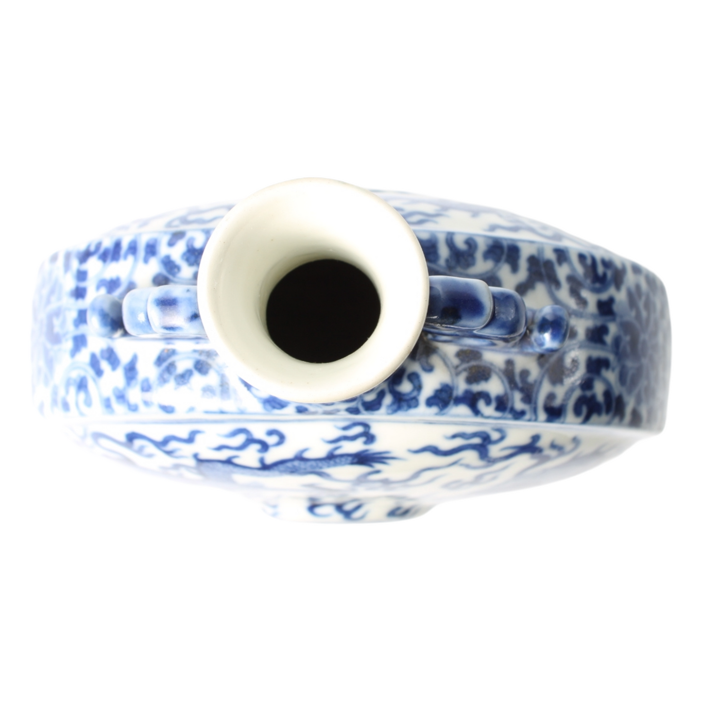 20th Century Chinese Porcelain Moon Vase (Bianhu) with Dragon Motif