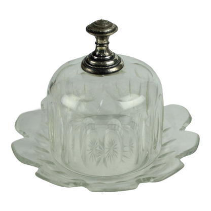 Set of 3 Pressed Glass Butter Dishes with Lids – European Vintage (ca. 1920–1950)