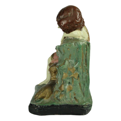 Pair of Vintage Nativity Shepherd Figures – Polychrome Religious Statues (c. 1920–1950)