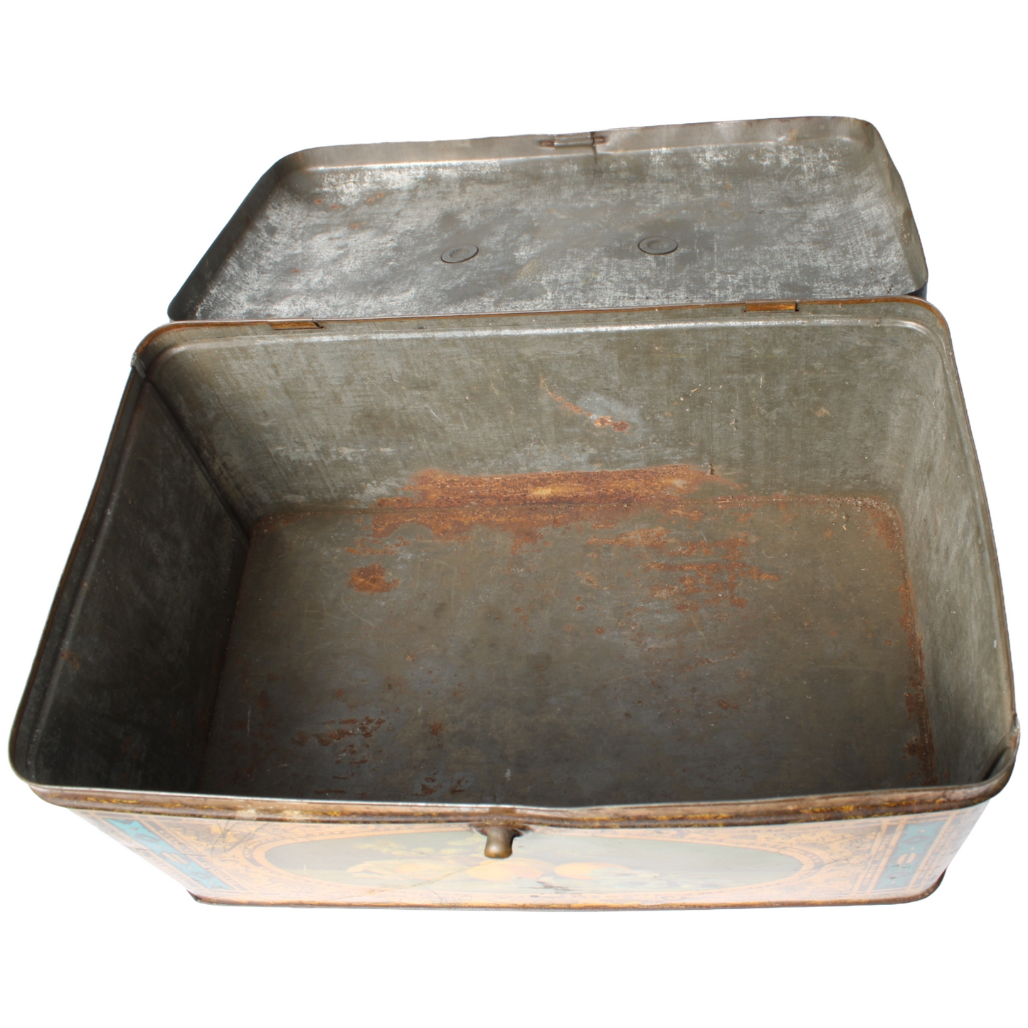 Antique Tin Container with Fruit Still Life Decoration, c. 1890–1910