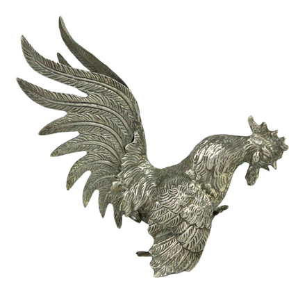 Pair of Mid-Century Cast Metal Roosters – Hollywood Regency Style (c. 1950–1975)