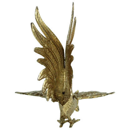 Pair of Mid-Century Brass Rooster Sculptures – Standing & Flying Models (c. 1960–1980)