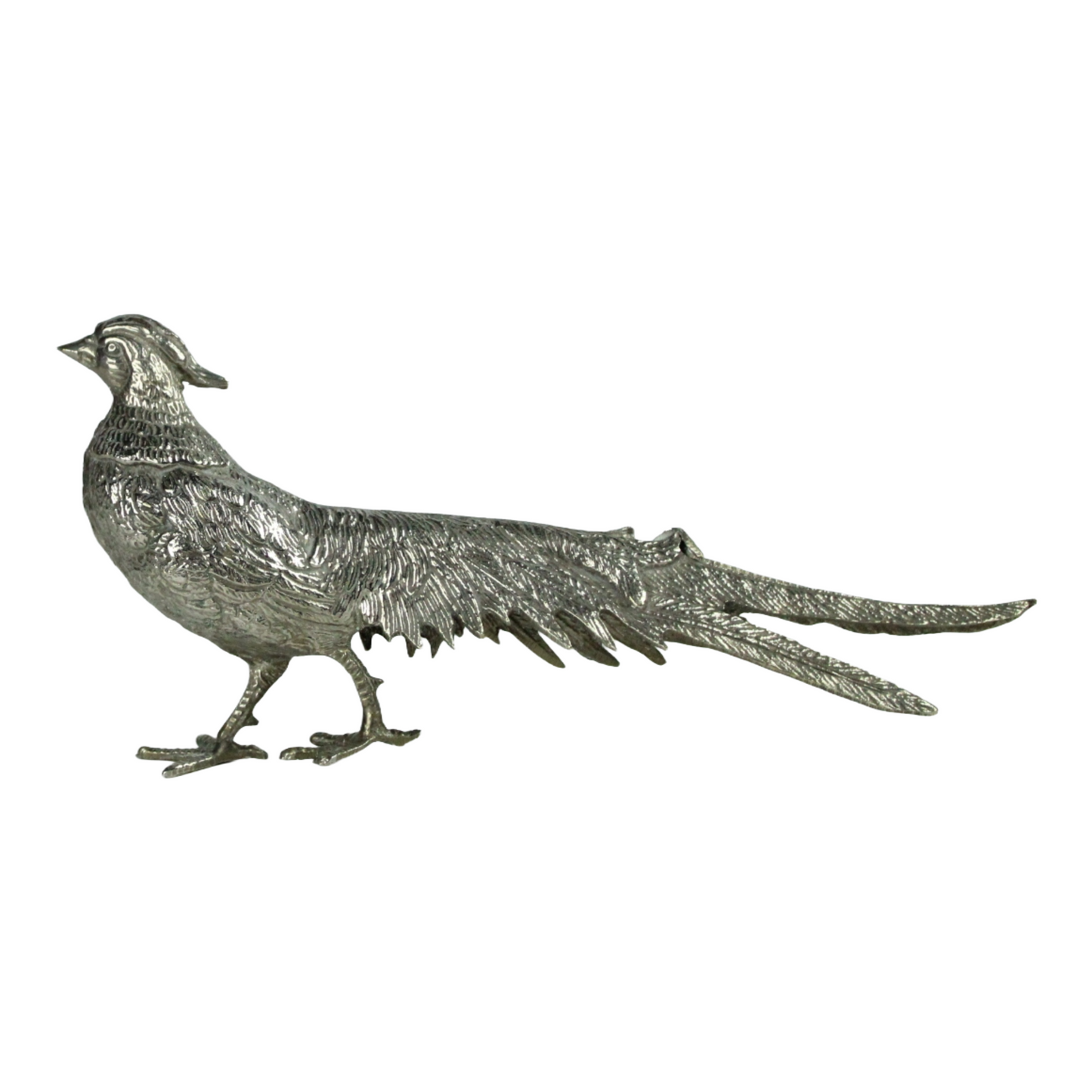 Pair of Mid-Century Metal Pheasant Sculptures – Hollywood Regency Style (c. 1950–1975)