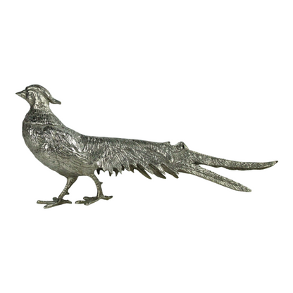 Pair of Mid-Century Metal Pheasant Sculptures – Hollywood Regency Style (c. 1950–1975)