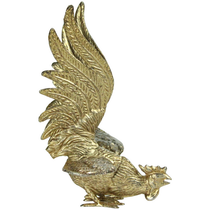 Pair of Mid-Century Brass Rooster Sculptures – Standing & Flying Models (c. 1960–1980)