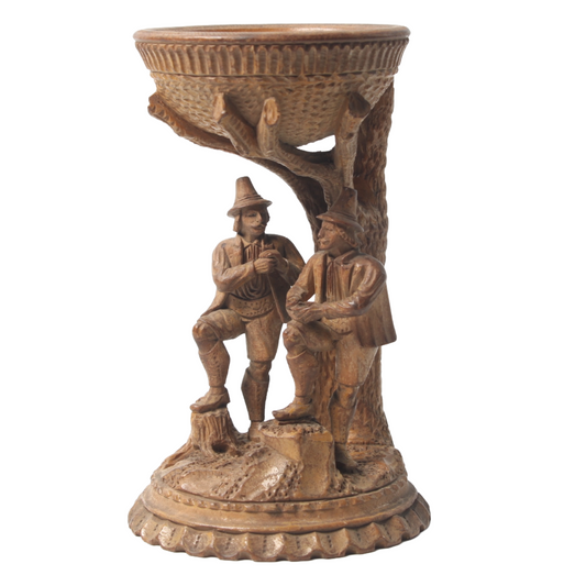19th-Century Carved Wooden Figural Console with Bowl – Folk Art (circa 1850–1900)
