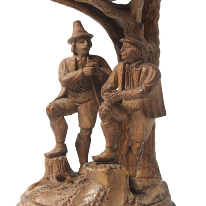 19th-Century Carved Wooden Figural Console with Bowl – Folk Art (circa 1850–1900)