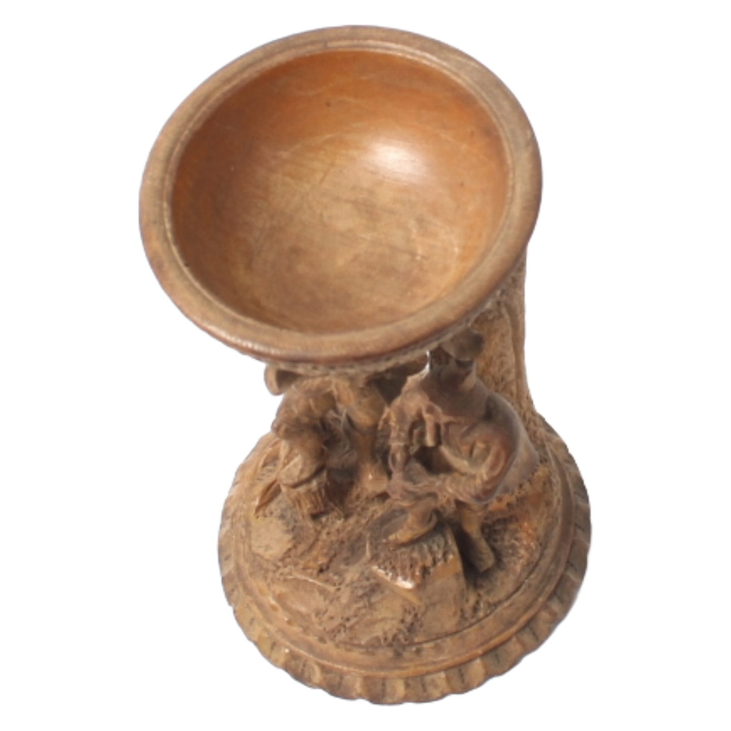 19th-Century Carved Wooden Figural Console with Bowl – Folk Art (circa 1850–1900)