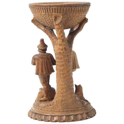 19th-Century Carved Wooden Figural Console with Bowl – Folk Art (circa 1850–1900)