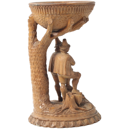 19th-Century Carved Wooden Figural Console with Bowl – Folk Art (circa 1850–1900)