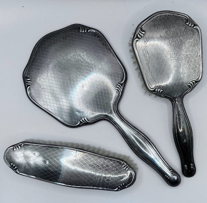 Dresser set / Toilet set - 2 brushes 1 hair mirror - Antique - Vintage