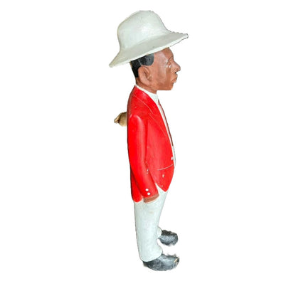 Colonial Wood Carving 115 cm -45.3 inches - Black man in Colonial clothing - Congo Man - 1920's - Hand-painted - Vintage