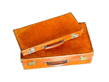 Stylish set of vintage brown leather English attaché cases from Chaney