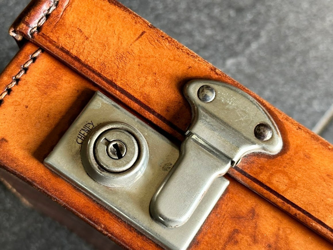 Stylish set of vintage brown leather English attaché cases from Chaney