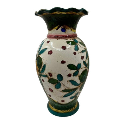 Prachtige Kleurrijke Dipinto a Mano Vaas uit de Jaren 40 - Vintage Italiaanse Schoonheid!
