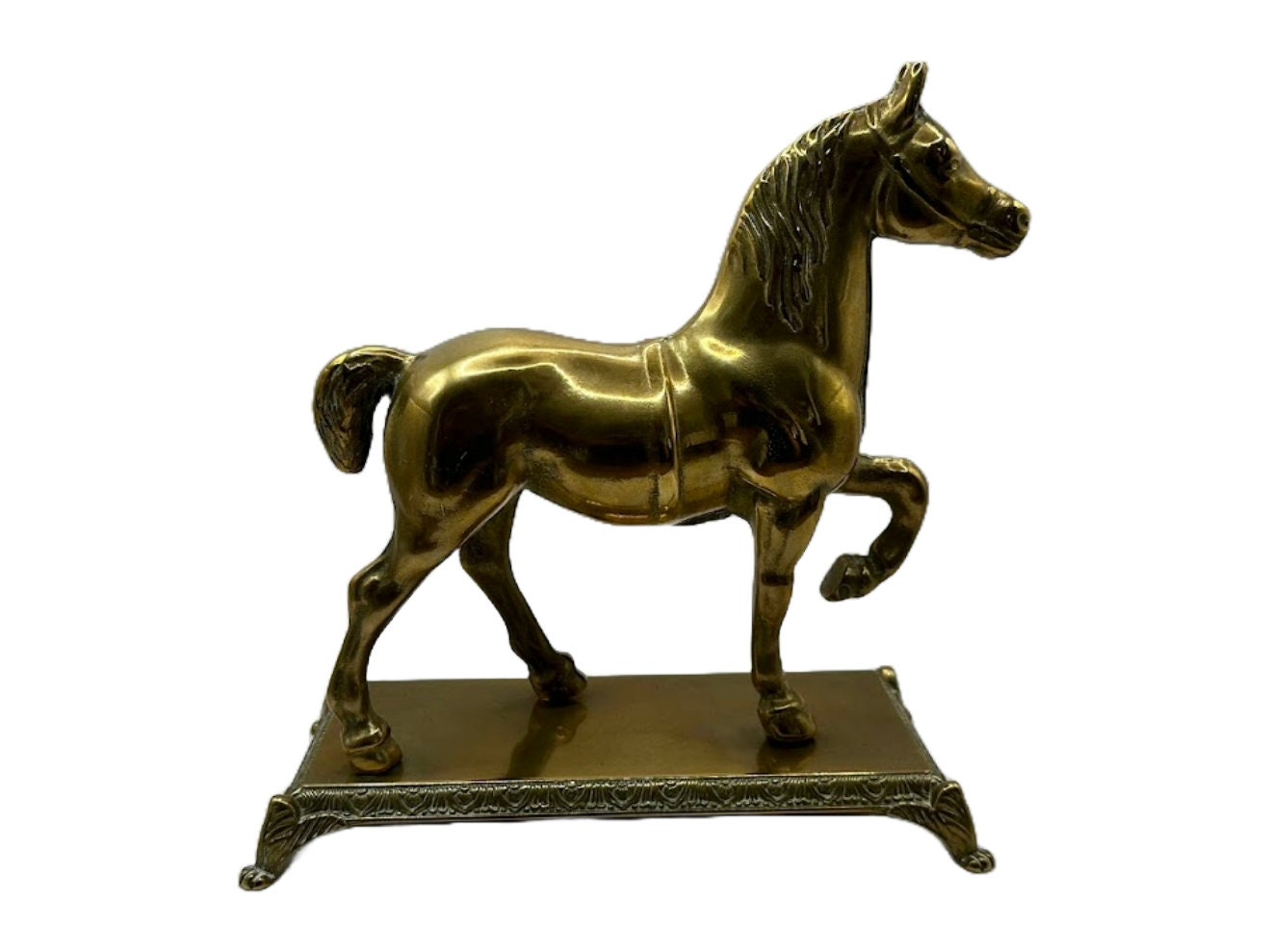 Prachtig Vintage Messing Paarden Beeld - 25 cm lang, 18 cm hoog - Vintage - Paard - Verzamelobject - Kunst - Horse - Gratis Verzending