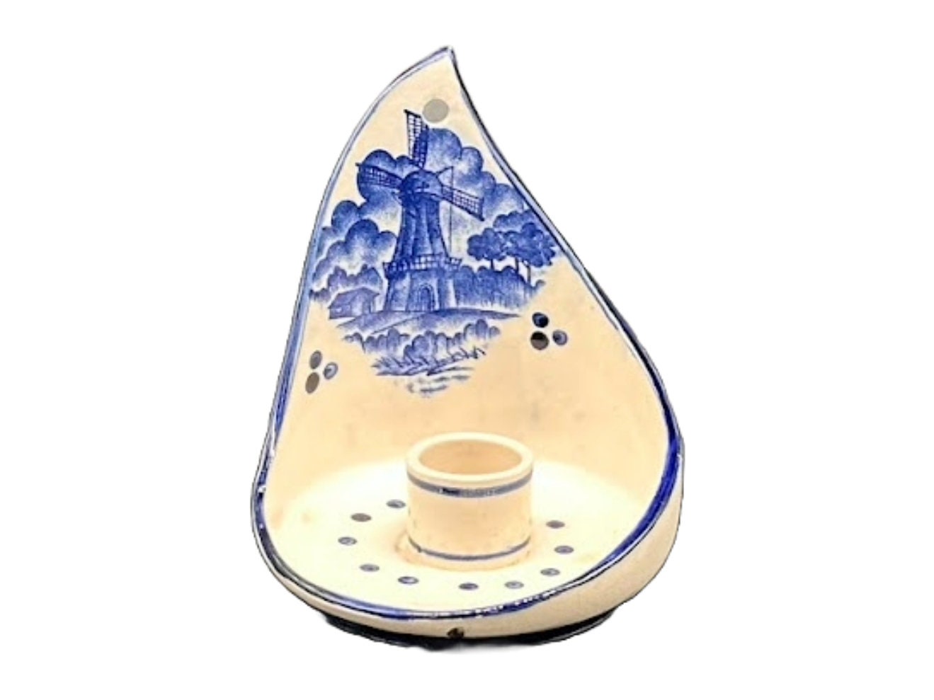 Delfts Blauwe Kaarsenstandaard - 15 cm (5.91 inch) - Perfecte vintage conditie - Delft- Handgeschilderd - Gratis verzending