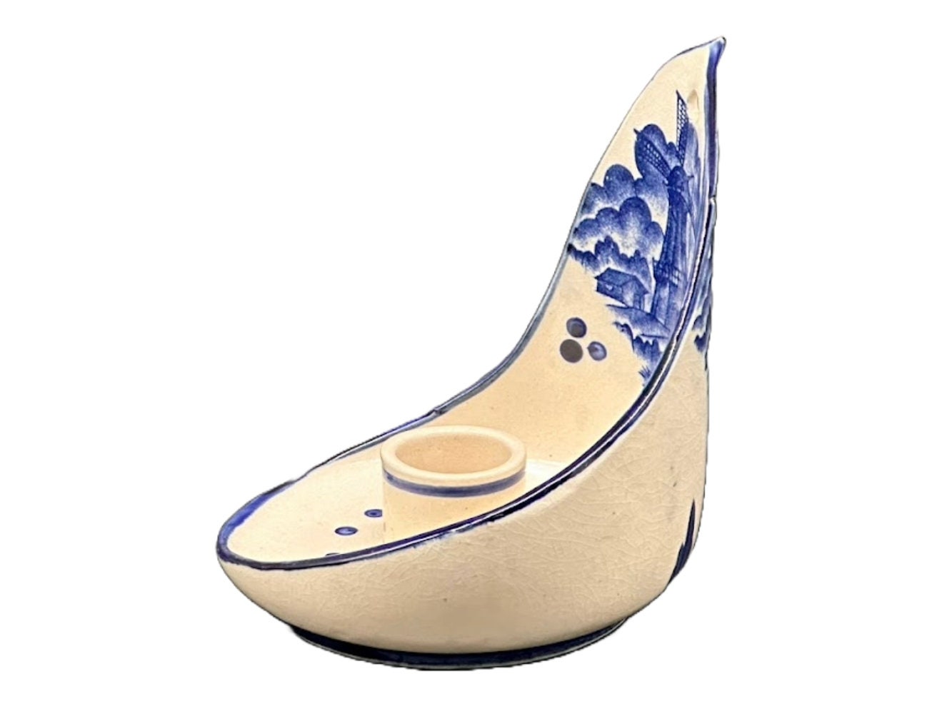 Delfts Blauwe Kaarsenstandaard - 15 cm (5.91 inch) - Perfecte vintage conditie - Delft- Handgeschilderd - Gratis verzending