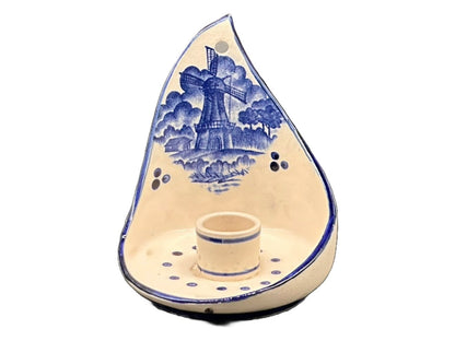 Delfts Blauwe Kaarsenstandaard - 15 cm (5.91 inch) - Perfecte vintage conditie - Delft- Handgeschilderd - Gratis verzending
