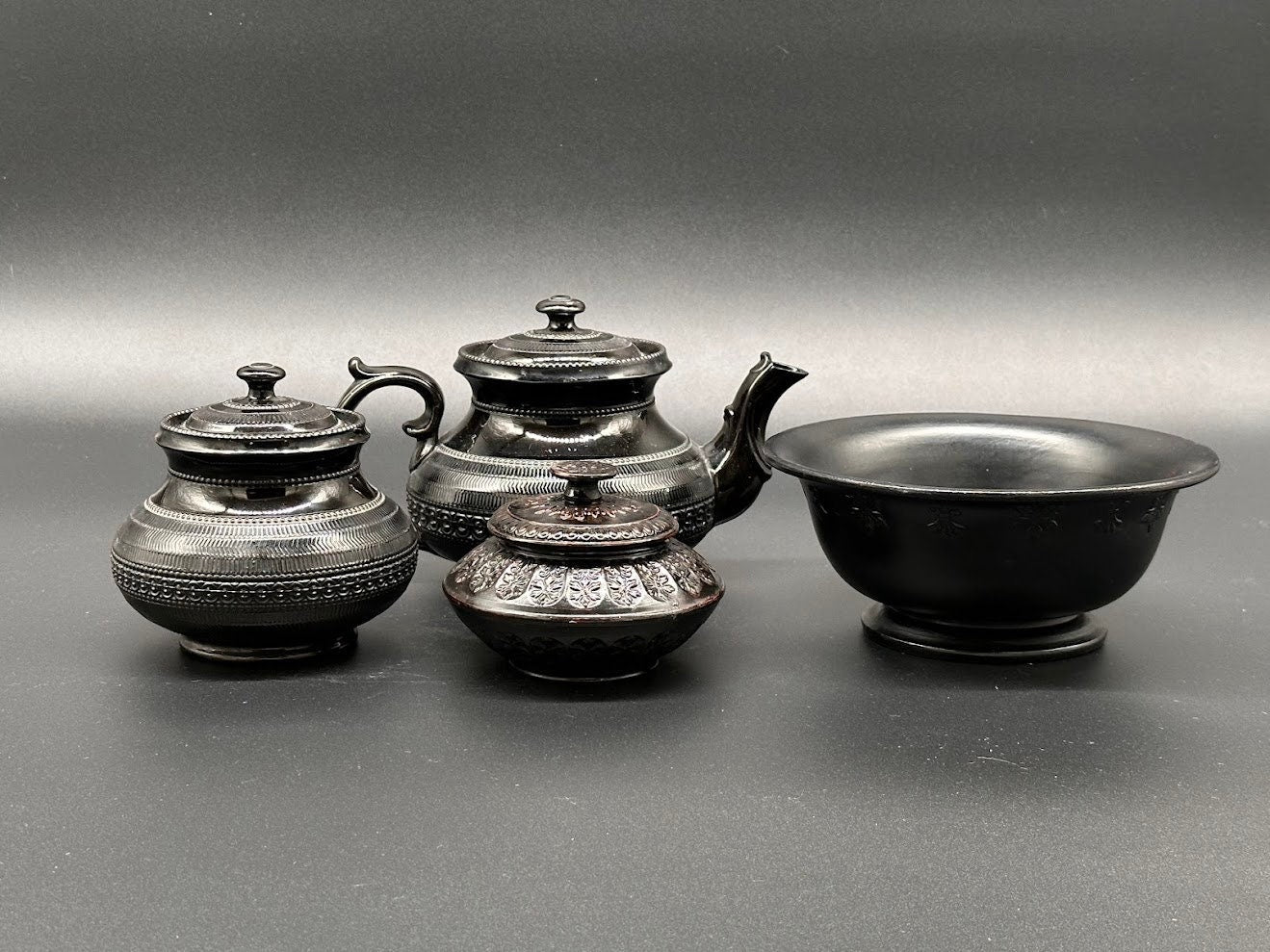 Mourning tableware - Mourning Tableware - Early 1900s - Vintage - Antique - Rare - Tea set - Collectible - Hackwood - Wedgewood