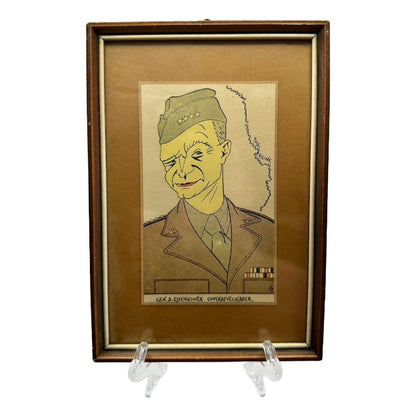 WWII Memorabilia - Framed Dutch Cartoon of General Eisenhower Wall Art - WO2 - Tweede Wereldoorlog - Gratis Verzending - Schilderij
