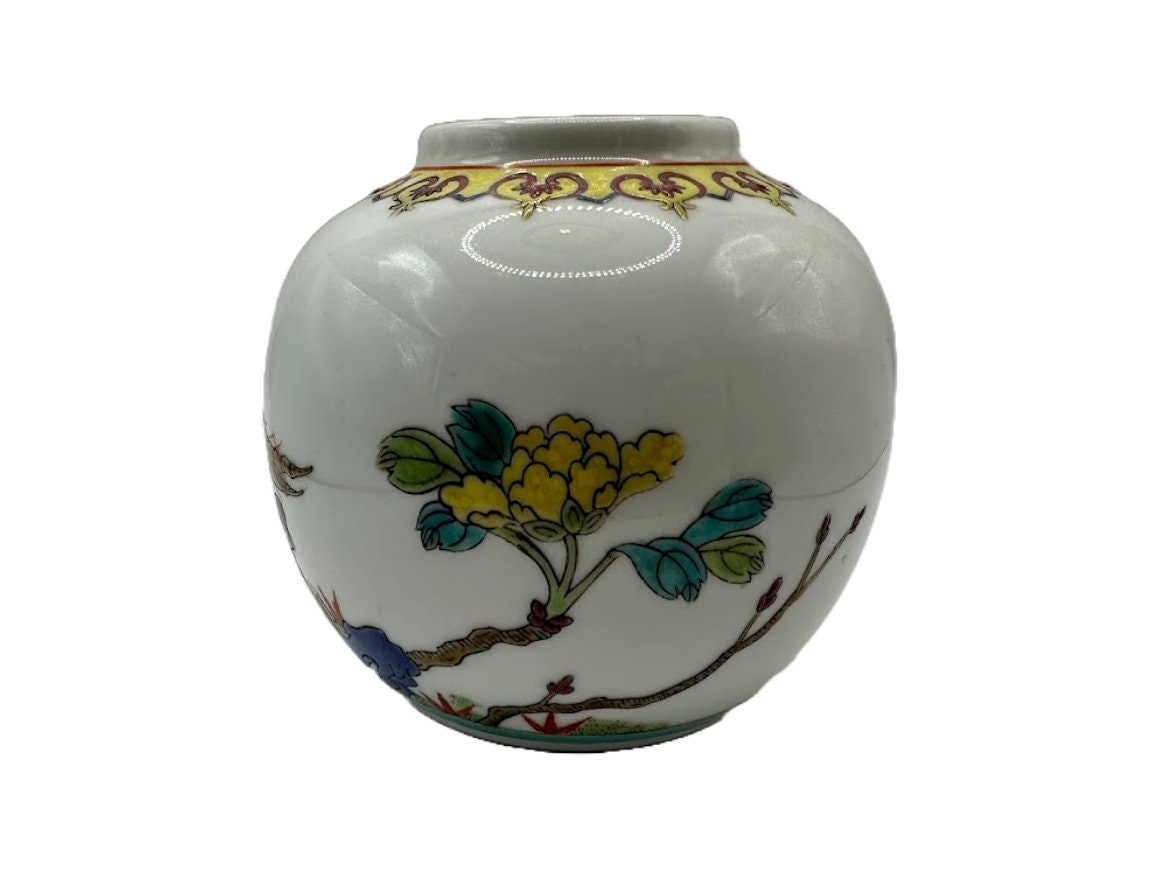 Beautiful Hand-painted Chinese Vase - Colorful Bird and Butterfly Motifs